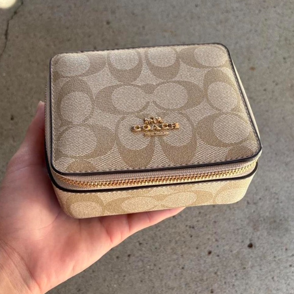 Coach Signature Monogram leather jewelry case